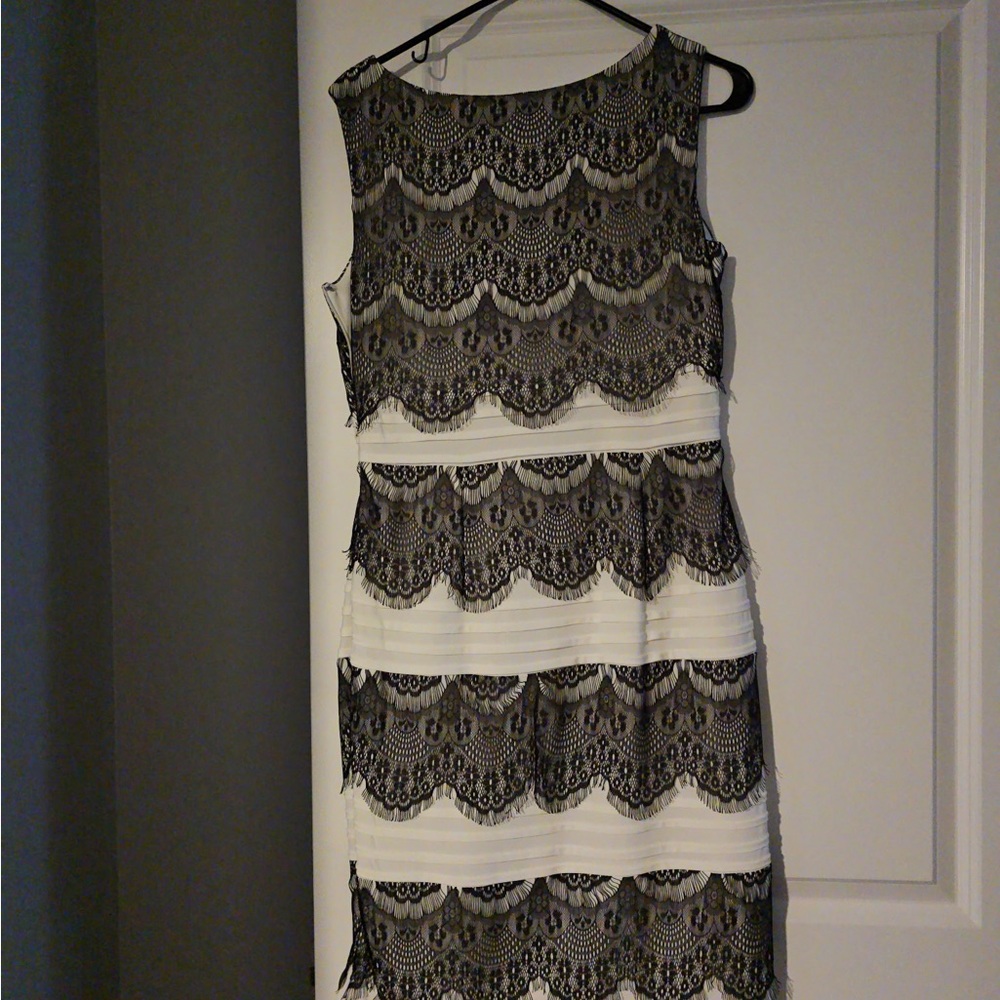 Elegant Black and White Lace Dress